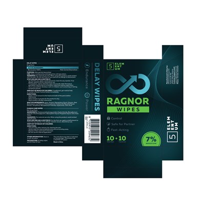 Image Of The Retail Outer Box For 5 Elementum Delay Wipes (benzocaine Wipes) (Us Delay Wipes 5eleventum)
